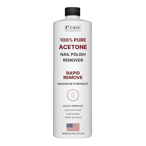 100% Pure Acetone Nail Polish Remover | Professional Quality | Easy To Use | Rapidly Removes Natural, Gel, Acrylic, shellac, and Glitter Nails | 8 Fl oz