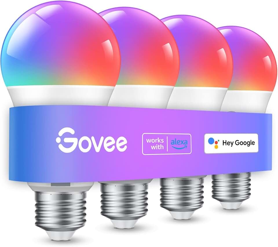 Govee Smart Light Bulbs, Color Changing Light Bulb, 4 Pack