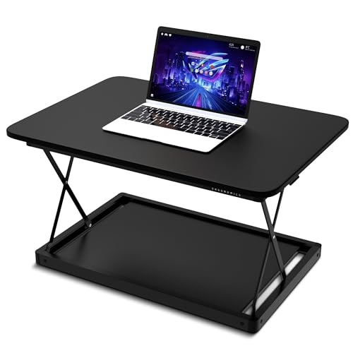 Uncaged Ergonomics Small Standing Desk Converter & Desk Riser (Black)