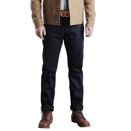 Red Tornado Vintage Men Raw Denim Jeans Slim Straight Selvedge Double Dye