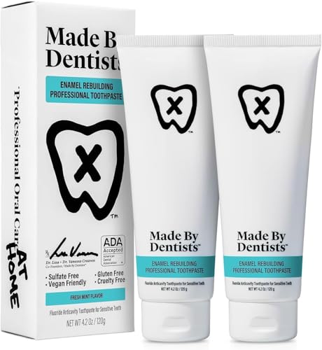 Made by Dentists Professional Enamel Rebuilding Toothpaste - 2 Pack - Remineralizing Nano Hydroxyapatite Toothpaste with Sodium Fluoride, ADA Approved, Vegan, 2 x 4.2oz