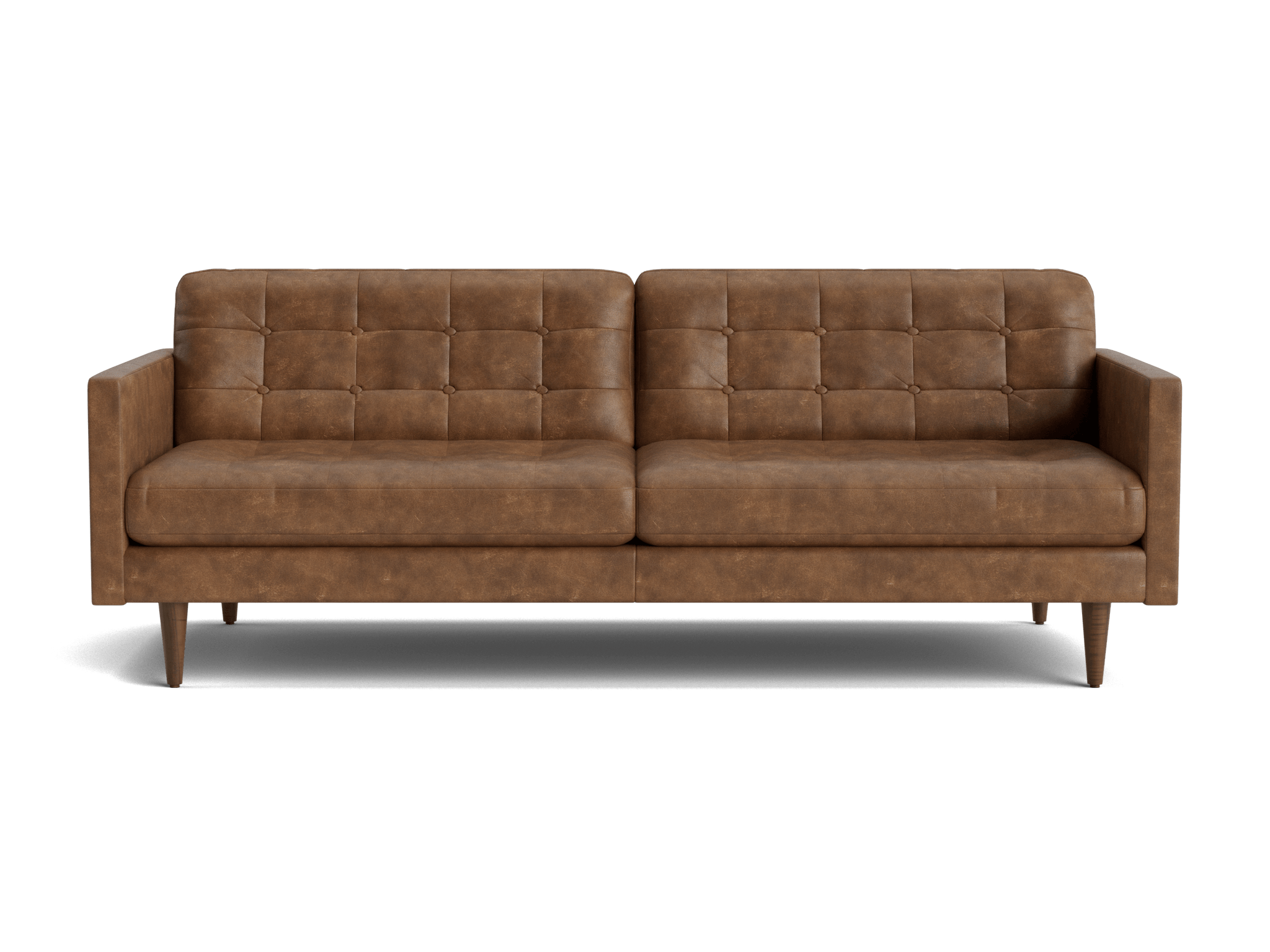 Eliot Leather Sofa in a sunlit living room with warm, inviting tones