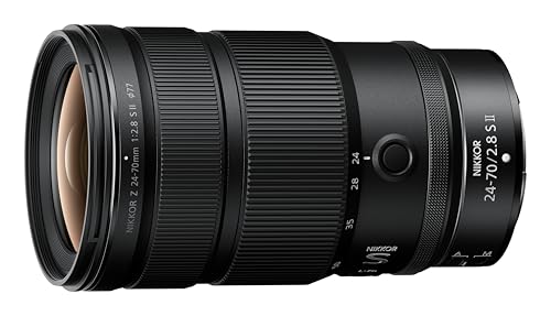 Nikon NIKKOR Z 24-70mm f/2.8 S II lens in front of a camera bag