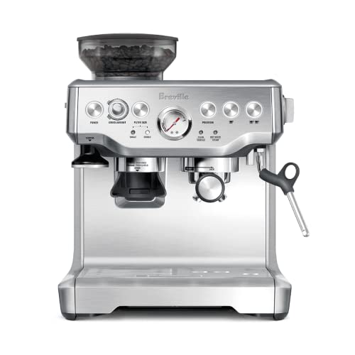 Breville Barista Express BES870XL in brushed stainless steel on a kitchen counter