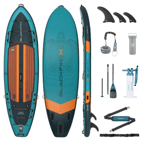 iROCKER Blackfin Model X 7.0 Inflatable Stand Up Paddle Board Premium SUP and Accessories Made for All Skill Levels, Enhanced Stability - Terrapin