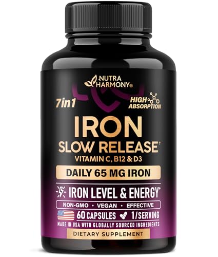 Iron Supplement for Women - Iron 65mg (Ferrous Sulfate 325mg) - 60 Caps