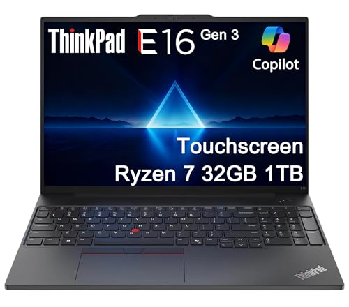Lenovo ThinkPad E16 Gen 3 Business AI PC Laptop (16" FHD+ Touchscreen, AMD Ryzen 7 250 (> Intel i7-1355U), 32GB DDR5 RAM, 1TB SSD), 1080P IR Webcam, Fingerprint, Thunderbolt 4, Ethernet, Win 11 Pro