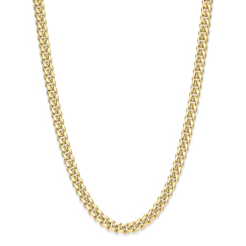 JAXXON Mens Cuban Link Necklace – 14k Gold Bonded Jewelry for Men – Waterproof, Sweatproof Statement Piece with Lobster Clasp – Performance Steel - 5mm - Gold 20"