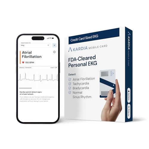 KardiaMobile Card Credit-Card Sized EKG, Medical-Grade & FDA-Cleared Personal Heart Monitor, Bluetooth Enabled, On-The-Go Check-Up Anywhere, Compatible with Most Smartphones, No Subscription Required