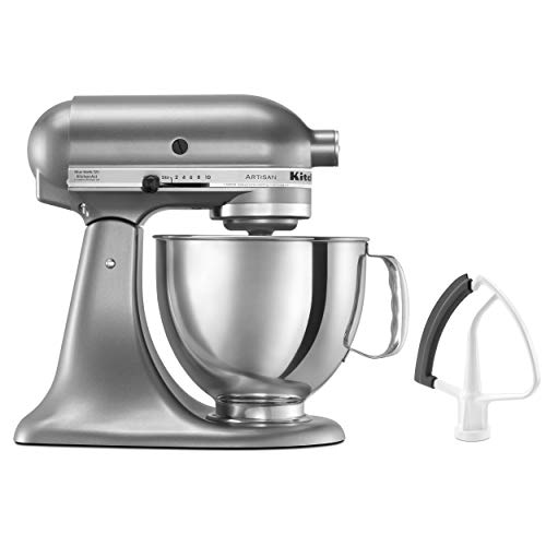 KitchenAid Contour Silver Artisan Series mixer in Contour Silver with Flex Edge Beater