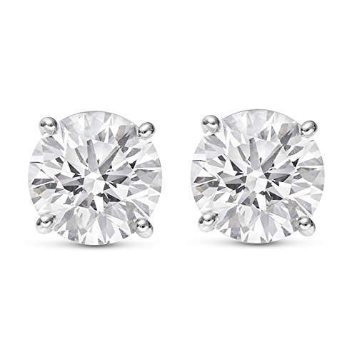 14K White Gold 1.0 Carat Round Shape LAB GROWN Diamond IGI Certified Stud Earrings for women 4 Prong Push Back (E/F Color VS2/SI1 CLARITY)