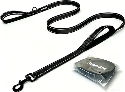 Heavy Duty Dog Leash - 2 Handles avec poignée rembourrée de circulation pour un contrôle supplémentaire, 6foot Long - Parfaite pour les chiens moyens à grands (6 ft, Black)