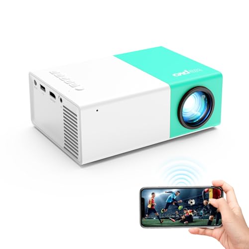 wepvo Projector WiFi Portable Movie Projector, Phone or Tablet Can be Mirrored to the Video Projectors Via WiFi or Data Cable, Compatible with Smartphone/ Tablet/ Laptop/TV Stick/ PS/ USB