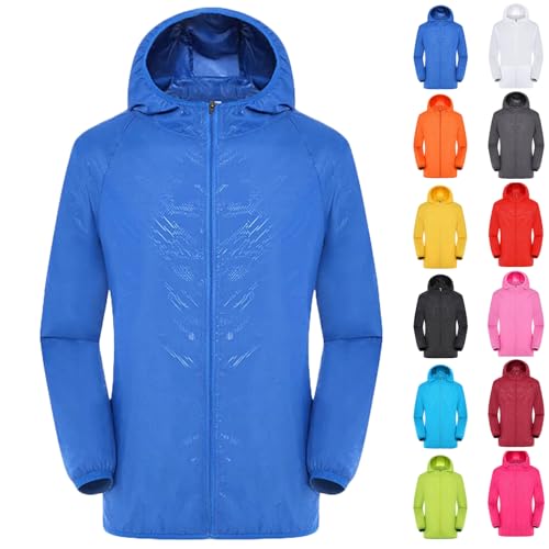 Mens Rain Jackets Waterproof With Hood,Mens Rain Jacket Packable Lightweight Waterproof Raincoat Golf Cycling Travel Hiking Windbreaker With Hood S-4XL Blue X-Large