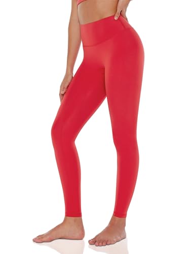 ENERBLOOM Womens Yoga Leggings High Waisted 28" Watermelon Red X-Large