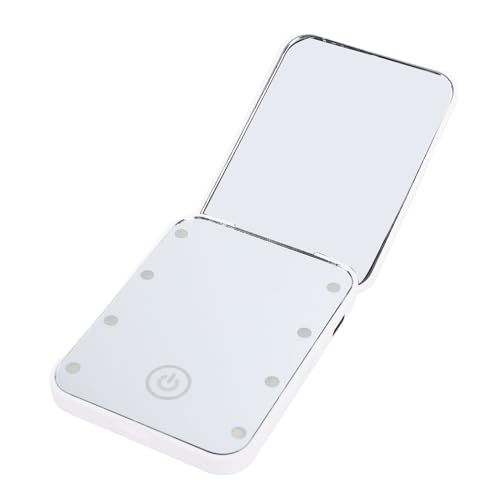 LED Makeup Mirror, 2 Sided Magnification Mirror, Built in Light with Type C Charging, Ideal for Precise Makeup & Daily Use, Portable Travel (White)