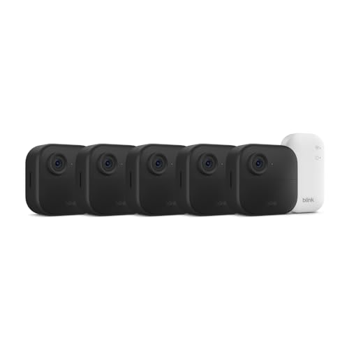 Blink Outdoor 4 – Caméra de sécurité intelligente sans fil, autonomie de deux ans, vision en direct 1080p HD de jour et de nuit infrarouge, audio bidirectionnel. Sync Module Core inclus – système 5 camera