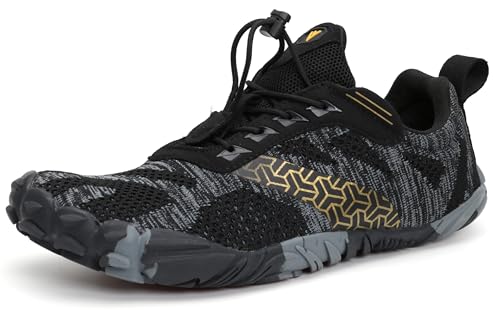 WHITIN Men's Trail Running Shoes Minimalist Barefoot Five Fingers Wide Toe Box Size 14 Gym Workout Fitness Zero Drop Hiking Minimus Black 48