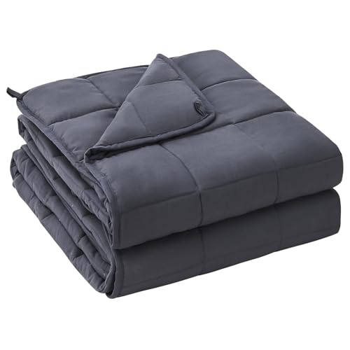 yescool Weighted Blanket for Adults (20 lbs, 60” x 80”, Grey) Couverture lourde rafraîchissante pour dormir, parfaite pour 190-210 lbs, couverture respirante queen-size avec billes de verre premium, lavable en machine