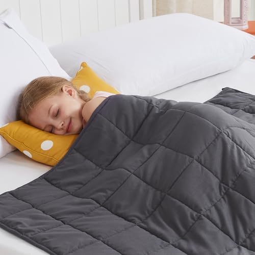 CuteKing Weighted Blanket (7lbs, 40" x 60", Grey) Couverture lourde pour 60-80lbs, couverture lestée pour rafraîchir et réchauffer avec billes de verre premium, couverture épaisse toutes saisons