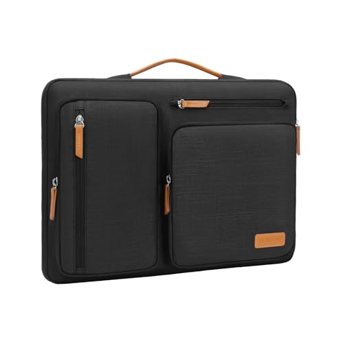 MOSISO 360 Protective Laptop Case 16 inch, housse d’ordinateur portable 15-15.6 inch compatible avec MacBook Pro 16, HP Acer Dell Lenovo ASUS, étui de transport à ouverture latérale avec 4 poches zippées et poignée, Black