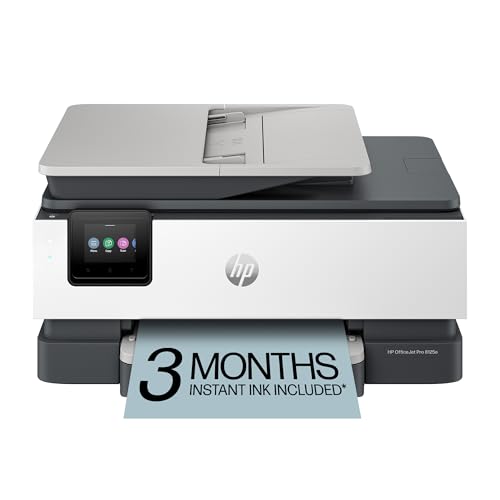 HP OfficeJet Pro 8125e Imprimante jet d’encre couleur tout-en-un sans fil, impression, numérisation, copie, ADF, impression recto verso Meilleure pour le bureau à domicile, essai Instant Ink de 3 mois inclus, compatible IA (405T6A)