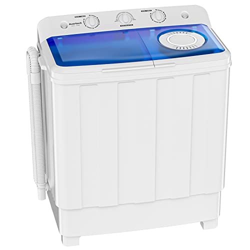 Auertech Portable Washing Machine, machine à laver mini compacte à double cuve de 28lbs avec pompe de vidange, combo semi-automatique 18lbs washer 10lbs spinner pour dortoirs, appartements, camping-cars
