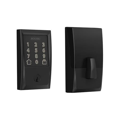 Schlage Encode Smart Wi-Fi Deadbolt Lock avec clavier tactile, entrée sans clé pour porte d’entrée, contrôle via l’application, compatible Alexa, Google Home et Airbnb, noir mat, BE489WB CEN 622