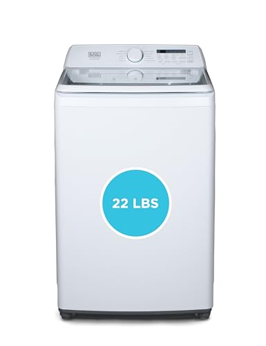 BLACK+DECKER 4.1 Cu. Ft. Top Loading Washing Machine with Agitator, lave-linge grande taille avec couvercle en verre et cuve en acier inoxydable, machine avec affichage LED, 10 cycles de lavage, 120V, BTLW41MW, White