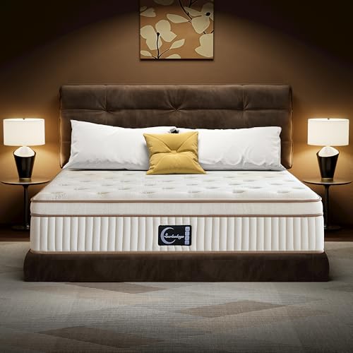 SURLUNKEYS Organic Mattress King Size - Matelas hybride 14 pouces avec mousse gel, mi-ferme à ferme pour les dormeurs qui ont chaud, soutien des bords