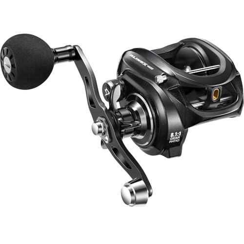 Piscifun Alinox 400 Baitcaster Fishing Reel, 35Lbs Max Drag Aluminum Alloy Frame Baitcasting Reel, 8.1:1 Gear Ratio Freshwater and Saltwater Low Profile Casting Reel for Musky, Black Right Handle