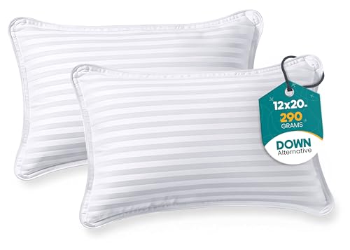 Utopia Bedding Travel Pillow for Airplane, Car and Toddlers (White, 2 Pack), Neck Support for Travelling, Down Alternative Filling, Compact Camping Pillow for Backpacking & Hiking (12x20)