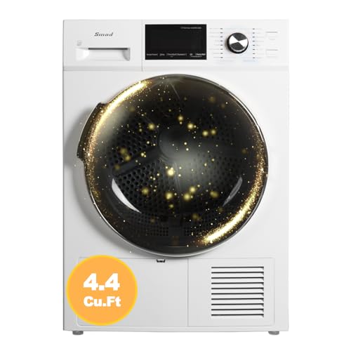 Smad 23.4" Ventless Heat Pump Dryer, 4.4 Cu.Ft Front Load Clothes Dryer with Wrinkle Care,10KG Load, 120/240V, White