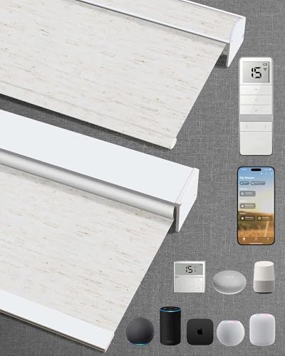 Kincmo Motorized Blinds avec télécommande, stores enrouleurs motorisés 100% occultants compatibles avec Apple Homekit, Alexa, Google, stores électriques personnalisés avec application, commande vocale (Linen White)