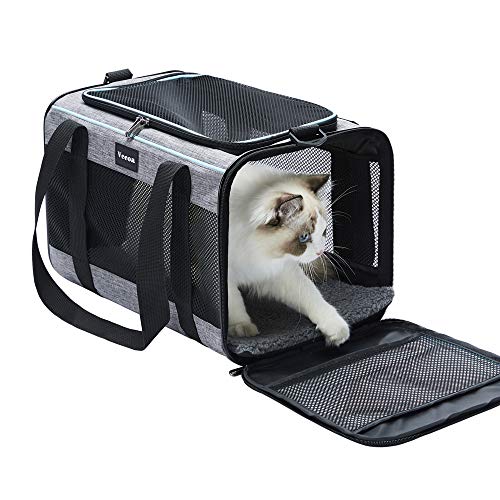 Vceoa 17.5x11x11 Inches Cat, Dog Carrier pour animaux jusqu’à 16 lbs, sac pour chat souple, transporteurs pour animaux, transport de chiot, comme jouet de maison pour animal en tissu