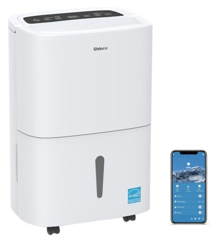 Shinco 7,000 Sq.Ft Energy Star Dehumidifier with Pump and WIFI, Ideal for Large Industrial Rooms and Home Basements, Efficient Moisture Removal and Humidity Control, 1.85 Gallons Water Tank