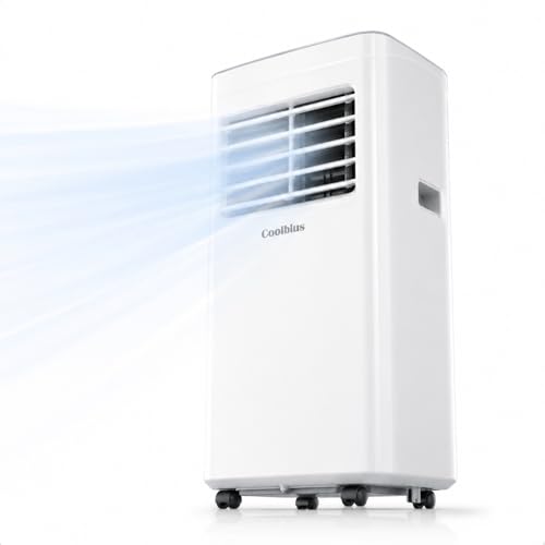 Coolblus Portable Air Conditioners, 8500 BTU Portable AC enfría hasta 360 Sq.Ft, 3 IN 1 con control remoto, modo de sueño, kit de ventana, no necesita instalación en pared ni ventana, blanco-8500BTU