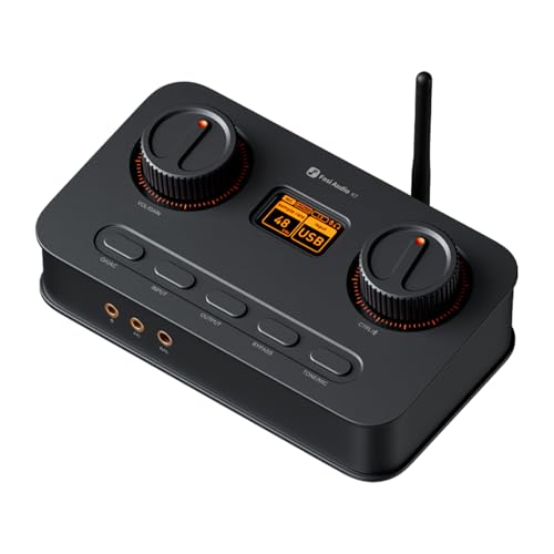 Fosi Audio K7 DAC Headphone Amp, Desktop USB C Digital to Analog Audio Converter for Workspace and Gaming PC PS5, Optical/Coaxial/Bluetooth aptX HD LL/Microphone Input, 3.5mm/4.4mm Balanced/RCA Output