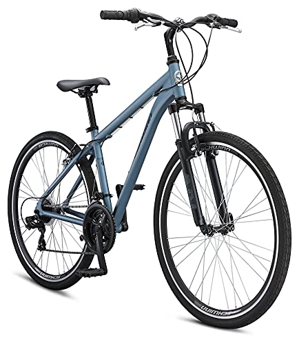 Schwinn Network 1 Hybrid Bike, bicicleta para hombres y mujeres de 700c, bicicleta híbrida de 21 velocidades, cuadro de aluminio, horquilla de suspensión, frenos lineales de aleación, bicicleta para adultos
