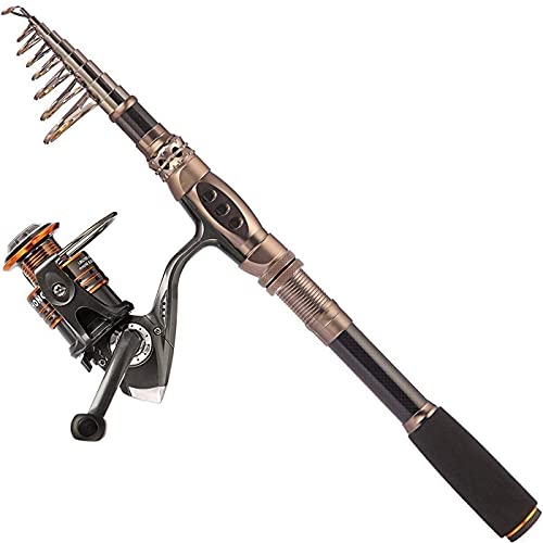 PLUSINNO Fishing Rod and Reel Combos Carbon Fiber Telescopic Fishing Rod with Reel Combo