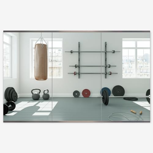 Honyee Home Gym Mirror, 48" x 24" x 3PCS, espejo sin marco montado en la pared con borde pulido, espejo de vidrio templado, gran espejo de entrenamiento para gimnasio en casa/sala de yoga/sala de baile y más (48" x 24", 3PCS)
