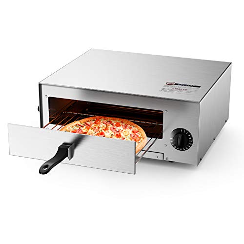 Costway Electric Oven, horno de acero inoxidable con apagado automático, asa, bandeja extraíble, máquina de pizza de encimera para cocina y uso comercial