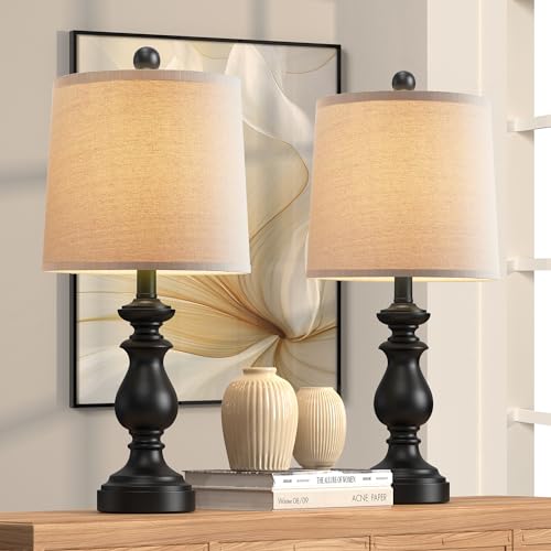 PARTPHONER Traditional Table Lamp Set of 2, Rustic Farmhouse Table Lamps for Living Room Bedroom, 22