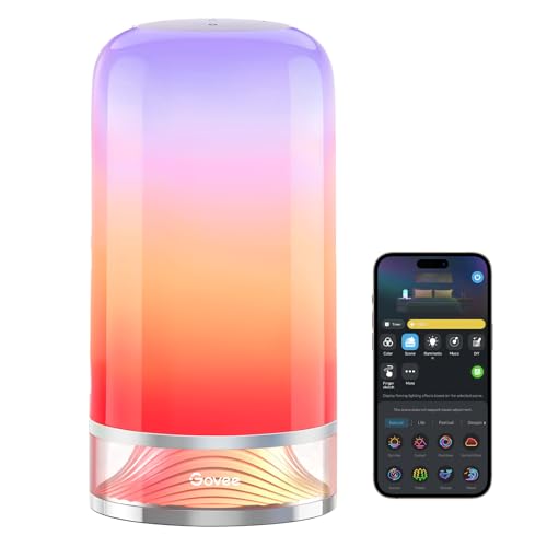 Govee RGBIC Smart Table Lamp 2, pequeña lámpara táctil de mesa para mesita de noche compatible con SmartThings, Matter, Alexa, lámpara de escritorio con 64 modos de escena, lámpara de noche para dormitorio, sala de estar, luz nocturna (con cable)