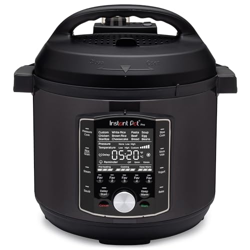 Instant Pot Pro (8 QT) olla a presión 10 en 1, olla de cocción lenta, olla para arroz/granos, vaporera, salteado, sous vide, yogurtera, esterilizador y mantenedor de calor, incluye app con más de 800 recetas, negro