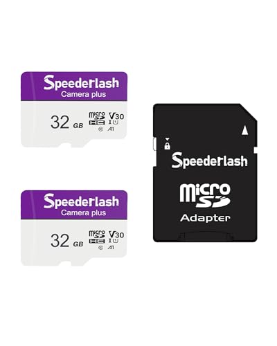 Micro SDHC Memory Card 32GB 2Pack, Speederlash Camera Plus TF Card with Adapter, 90MB/s Read Speed, 4K UHD&5K Video Support, U1 A1 Rated, for Security Camera, Smartphone, Drone, Tablet, PC