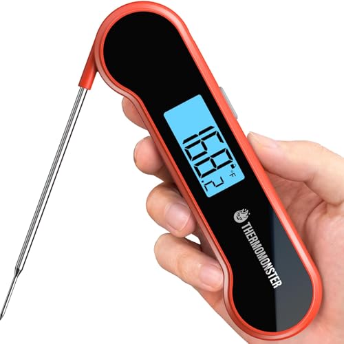 0.5 Sec Instant Read Meat Thermometer Digital with ±0.5℉ Precision, termómetro de alimentos para cocina, gadgets de cocina, horno, parrilla, caramelo, accesorios esenciales de BBQ, regalos para él, papá, hombres, cumpleaños, rojo