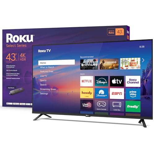 Roku Smart TV 2026 – 43-Inch Select Series, 4K HDR TV