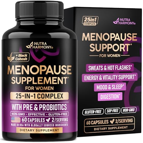 Menopause Supplements for Women - Dong Quai, Black Cohosh, Pre & Probiotics - Sweats & Hot Flashes Relief - Digestion, Sleep & Mood Support - 25-in-1 Perimenopause Complex - Lab Tested - 60 Capsules