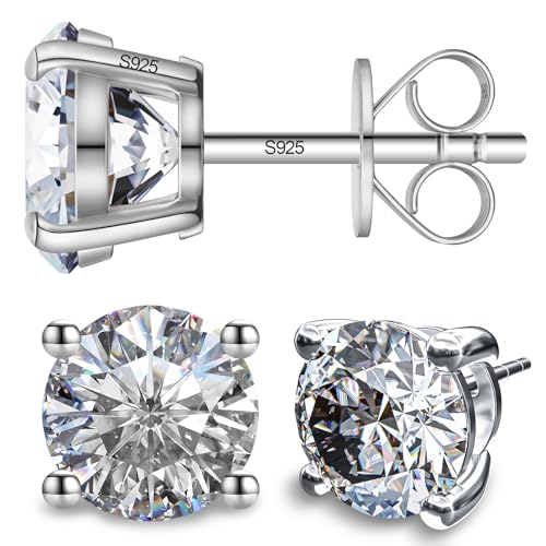 Moissanite Stud Earrings for Women and Men，925 Sterling Silver Earrings